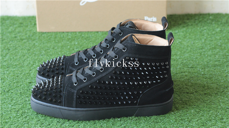 Super High End Christian Louboutin Flat Sneaker High Top Black Suede(With Receipt)